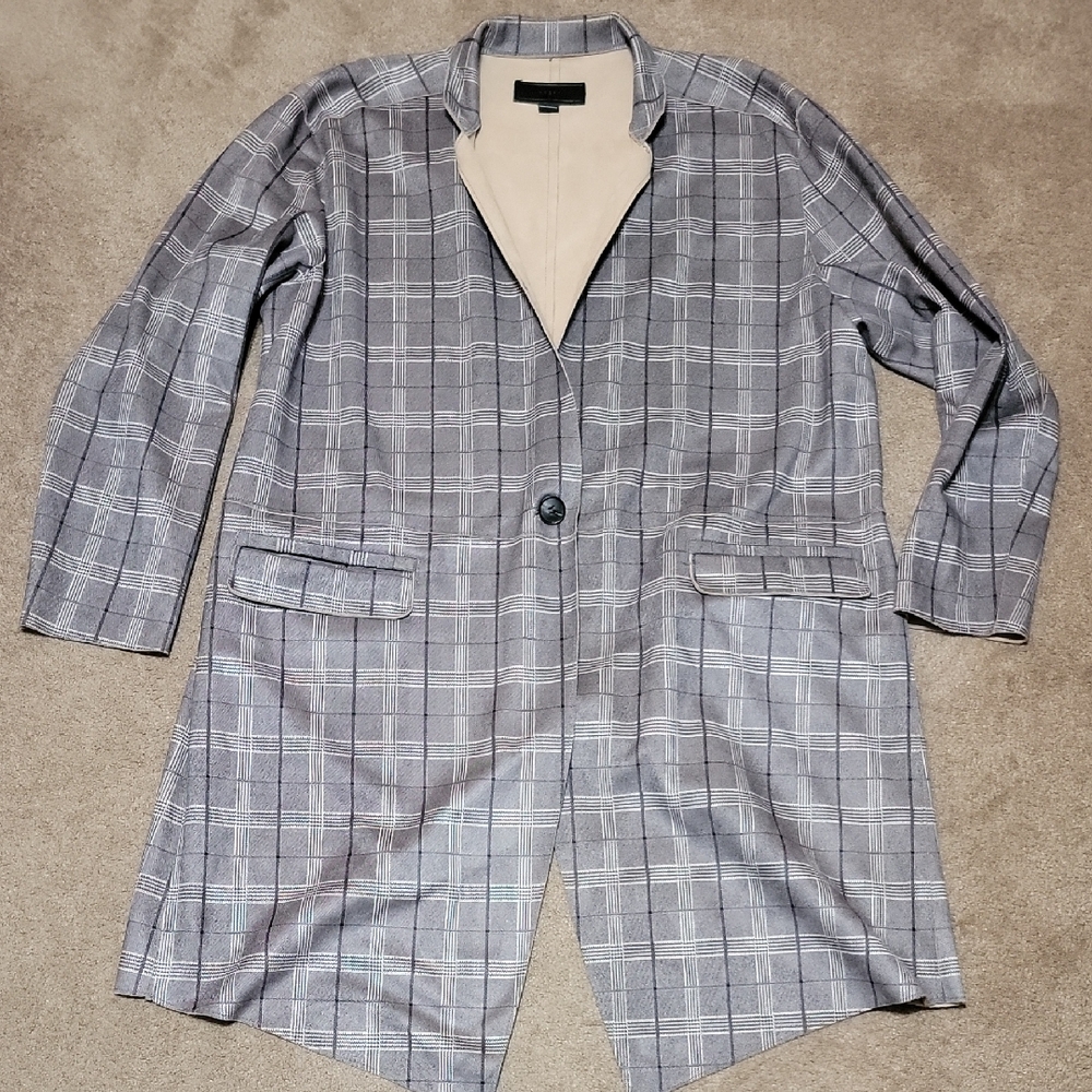 Gray Plaid Long Coat